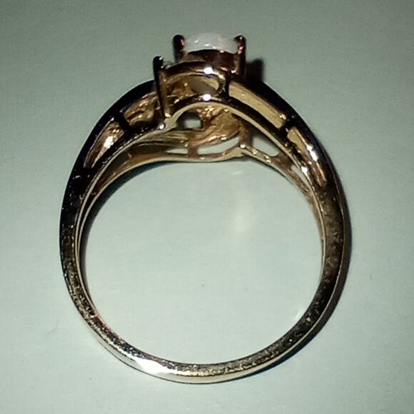 LAST ONE -- 10Kt Two-Tone Gold Pear-Shaped Opal & Diamond Ring - Picture 6 of 6